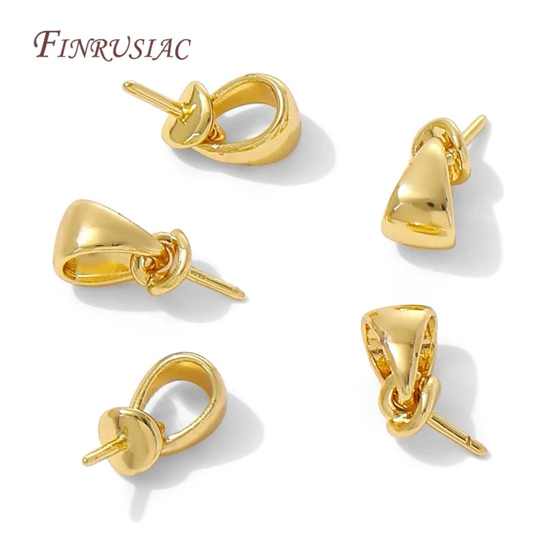 18K Gold Plated Brass Bail Pearl Mount – DIY Jewelry Findings Jewelry Bail Findings P3