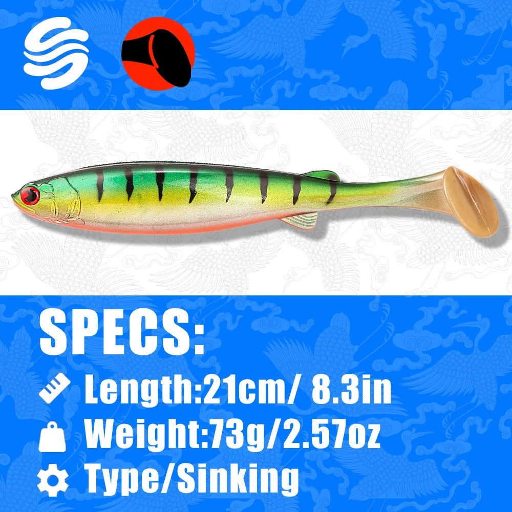 B&U Soft Swimbait 21cm 73g Paddle Tail Lure – Bass Pike Musky Soft Swimbait Lure P3