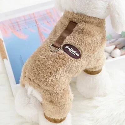Winter Fleece Dog Jumpsuit Pajamas – Small & Medium Dogs Dog Jumpsuit Pajamas P3 Brown M 2-3KG