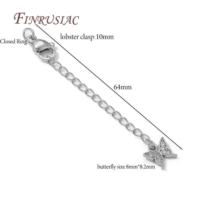 Rhodium Butterfly Extension Chains with Lobster Clasps – DIY Jewelry Jewelry Chain Extender P3 Rhodium Plated 5 pcs