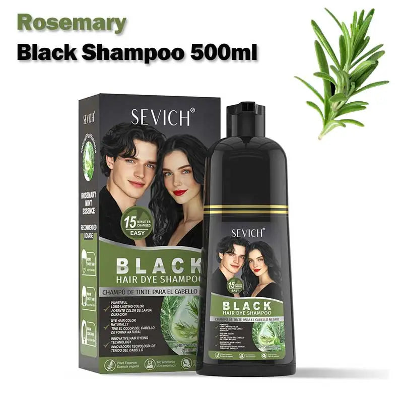 Sevich 5-in-1 Herbal Hair Color Shampoo Black & Brown 500ml Hair Dye Shampoo P3 Rosemary Shampoo