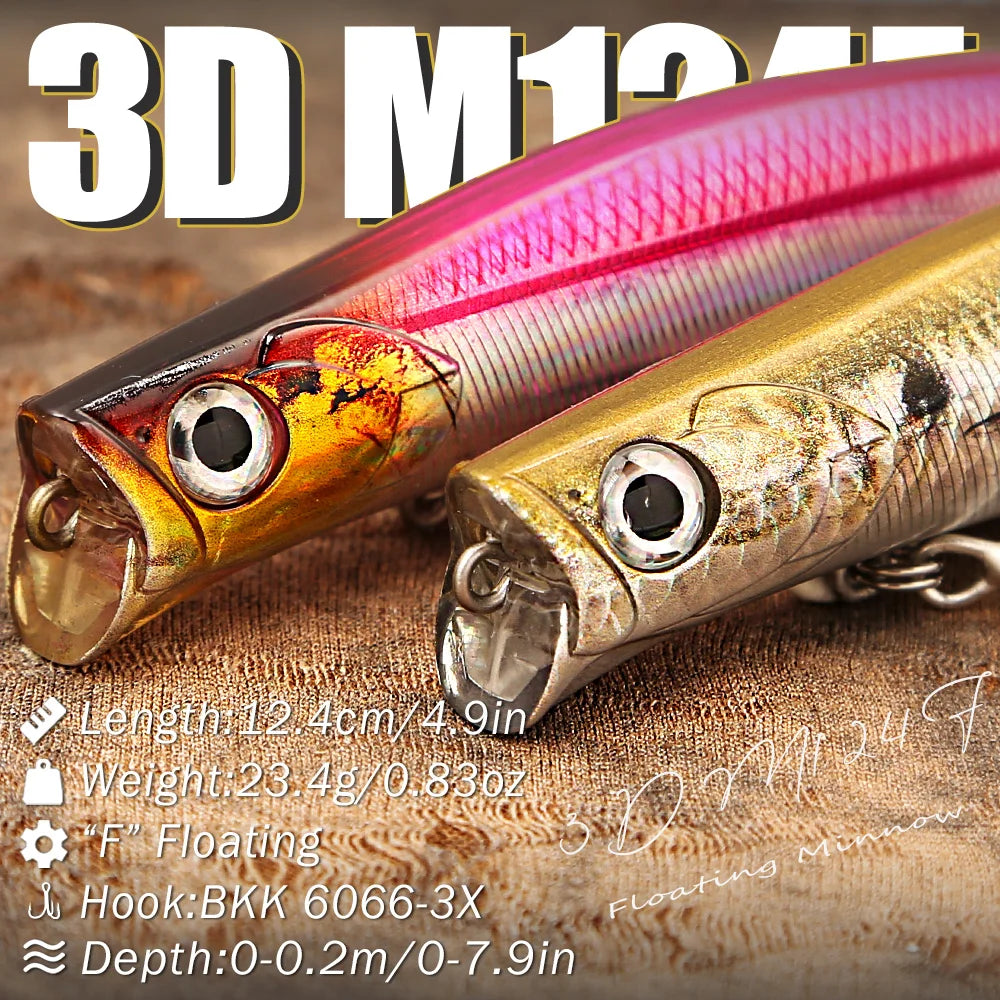 B&U Saltwater Floating Minnow Lures – 3pc Long Cast Hard Bait Saltwater Fishing Lure P3