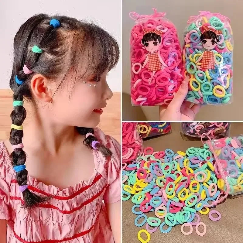 200PCS Colorful Nylon Elastic Hair Ties for Girls | Ponytail Bands Elastic Hair Ties P3