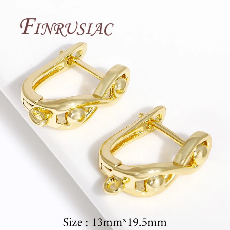 18K Gold Plated Brass Zircon Earwire Hook Clasps – DIY Findings Earring Findings P3 18K Real Gold Plated 2 pairs