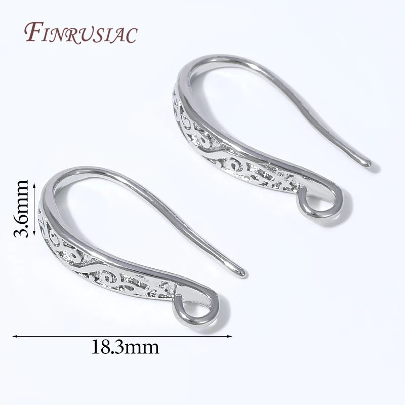 18K Gold Plated Filigree Earring Hooks | DIY Jewelry Findings Earring Hooks Findings P3 Rhodium Plated 12 pieces