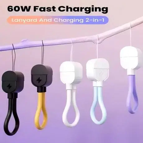 17cm USB-C Keychain Cable – PD 60W Fast Charging, 3A USB-C Charging Cable P3