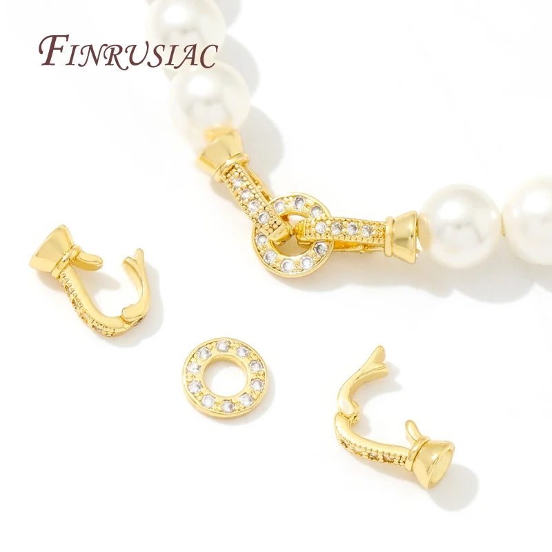 18K Gold Plated Bracelet Clasp | Pearl Lock Jewelry Connector Jewelry Clasp Finding P3