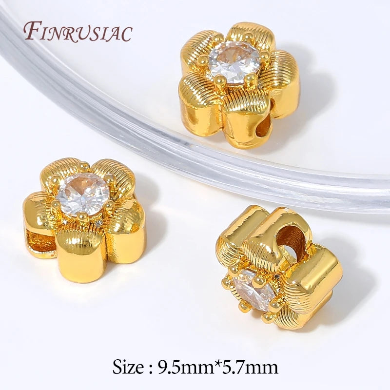 18K Gold Plated Micro Pavé CZ Flower Spacer Beads | DIY Jewelry Jewelry Spacer Beads P3 18K Gold Plated 2 pieces