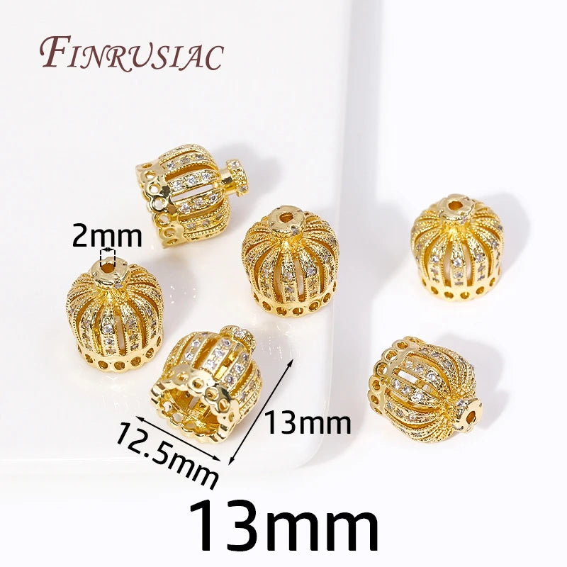 18K Gold Plated Brass Zircon Crown Bead Caps – DIY Jewelry Jewelry Bead Caps P3 18K gold plated-13MM 5 Pieces