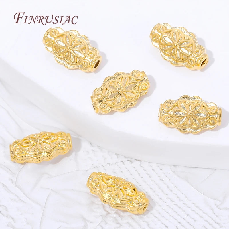 18K Gold Plated Filigree Flower Barrel Spacer Beads | DIY Jewelry Jewelry Spacer Beads P3