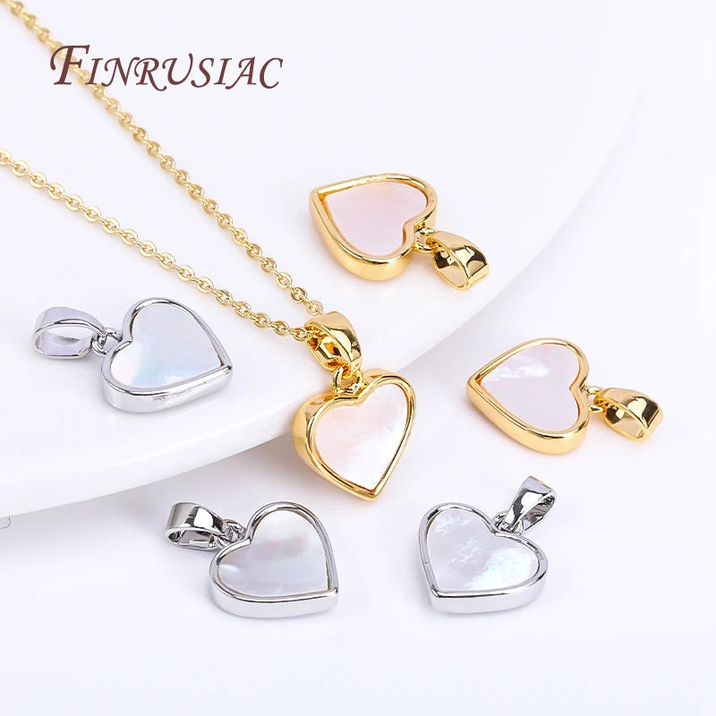 18K Gold Plated Heart Pendant Charms | Natural Shell DIY Jewelry Jewelry Pendant Charm P3