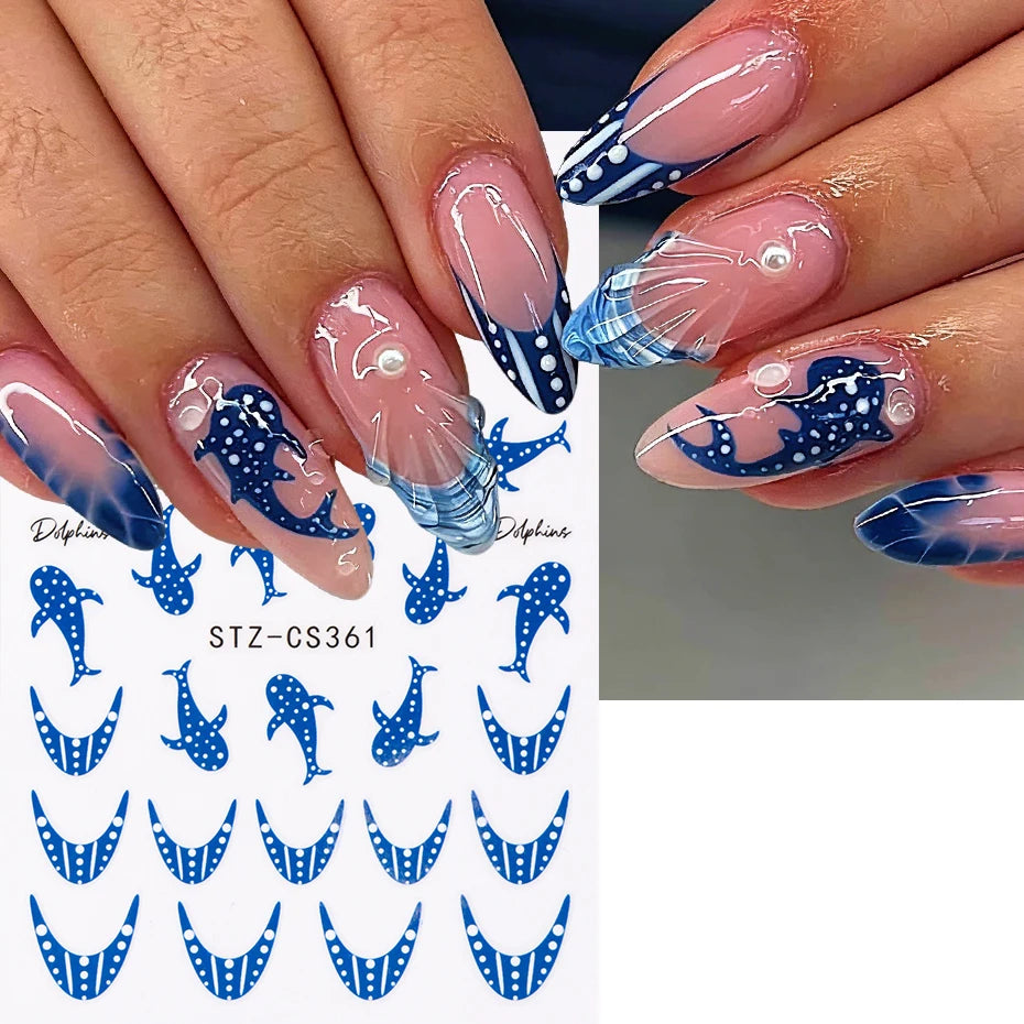 Blue Ocean Nail Art Stickers – Whale Starfish Decals 2 Pack Nail Art Stickers P3