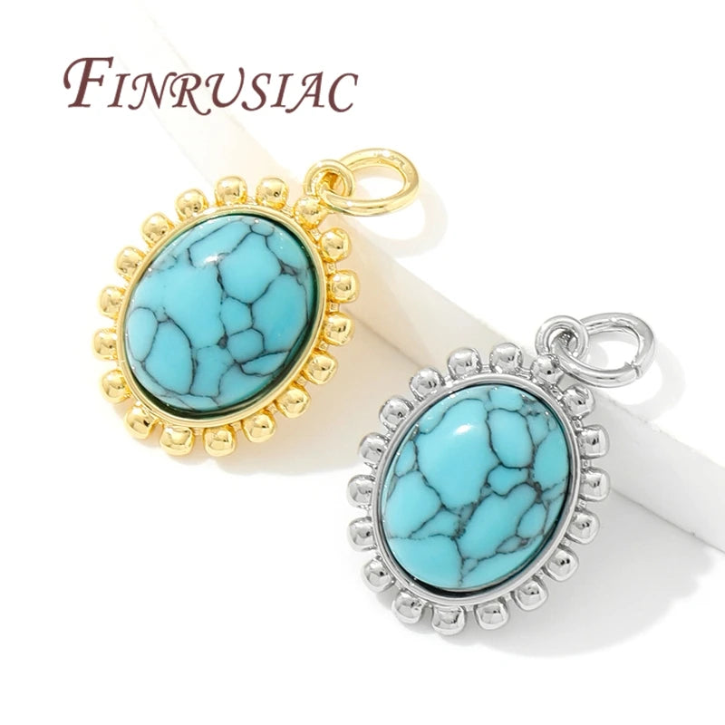 18K Gold Plated Brass Stone Charm Pendants | DIY Jewelry Making Jewelry Charm Pendant P3