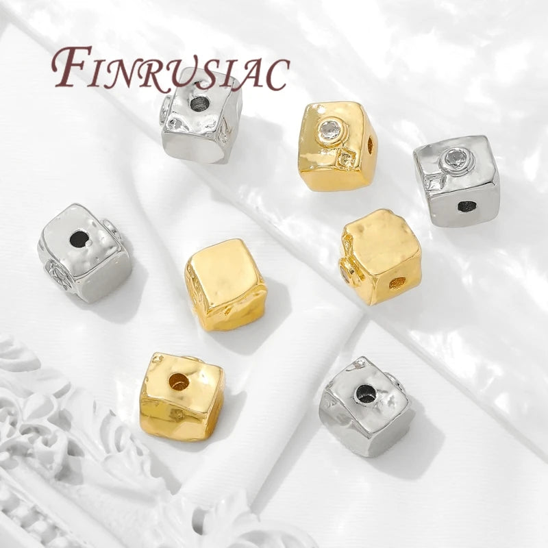 8mm Square Spacer Beads 18K Gold Plated – DIY Jewelry Findings Jewelry Spacer Beads P3