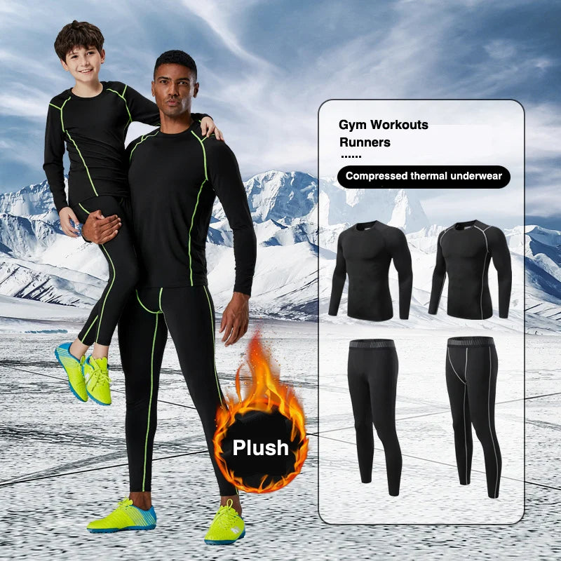 Men's Fleece Thermal Underwear Set – Compression Long Johns Thermal Underwear Set P3