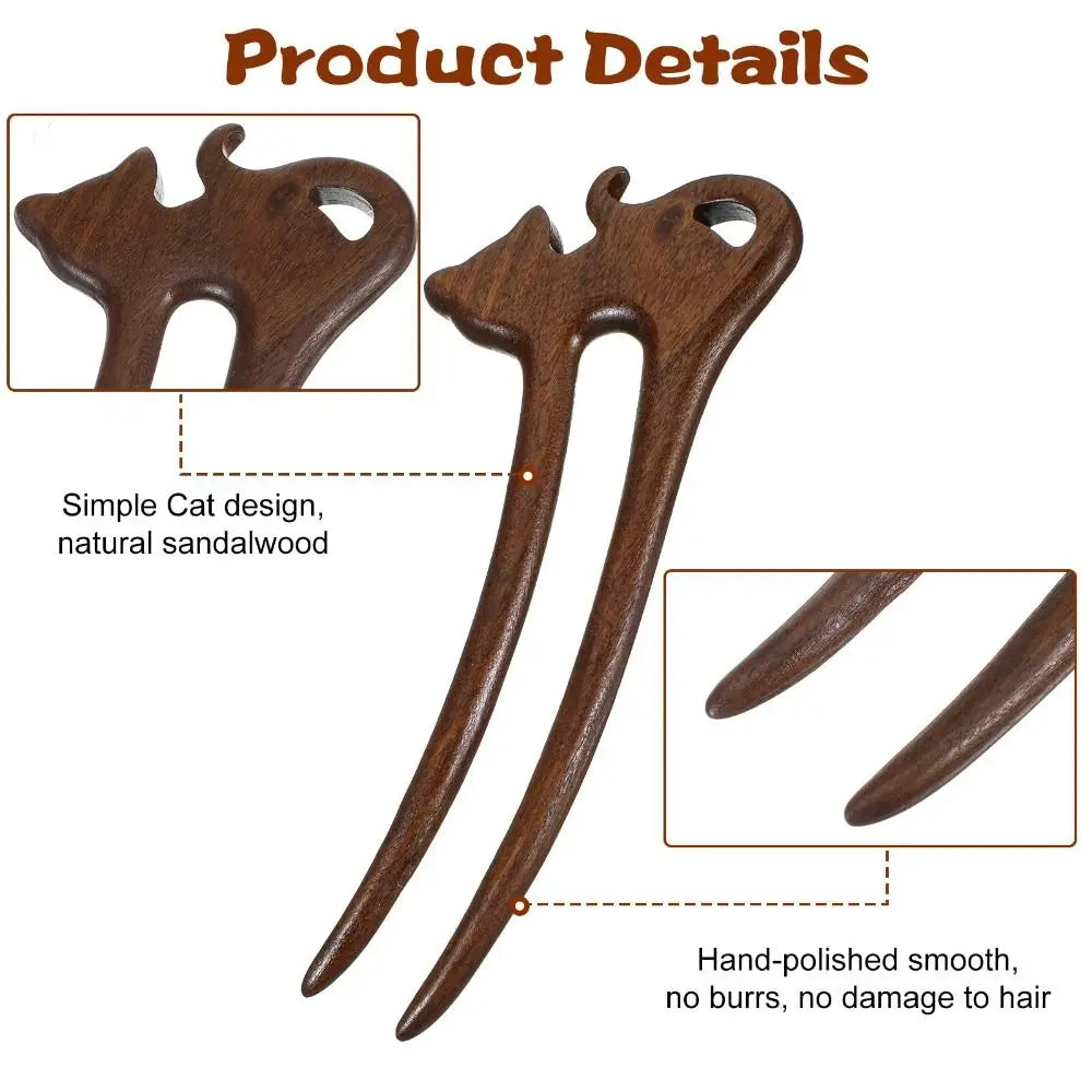Handmade Wooden U-Shape Hair Fork – Vintage Carved Hair Stick Wooden Hair Fork P3