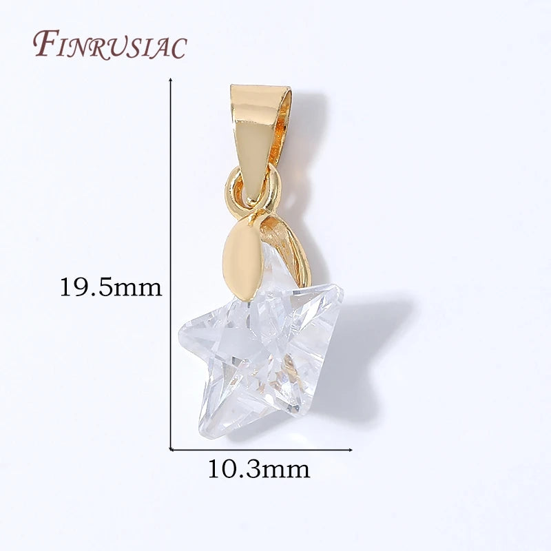 18K Gold Plated Crystal Star Pendant Charm – DIY Jewelry Jewelry Making Charm P3 18K Real Gold Plated 1 piece