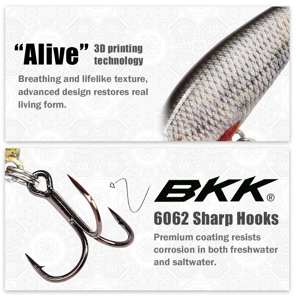 B&U Trout Sinking Minnow Lure Set – 3D Jerkbait Crankbait 3/4pcs Fishing Lure Set P3