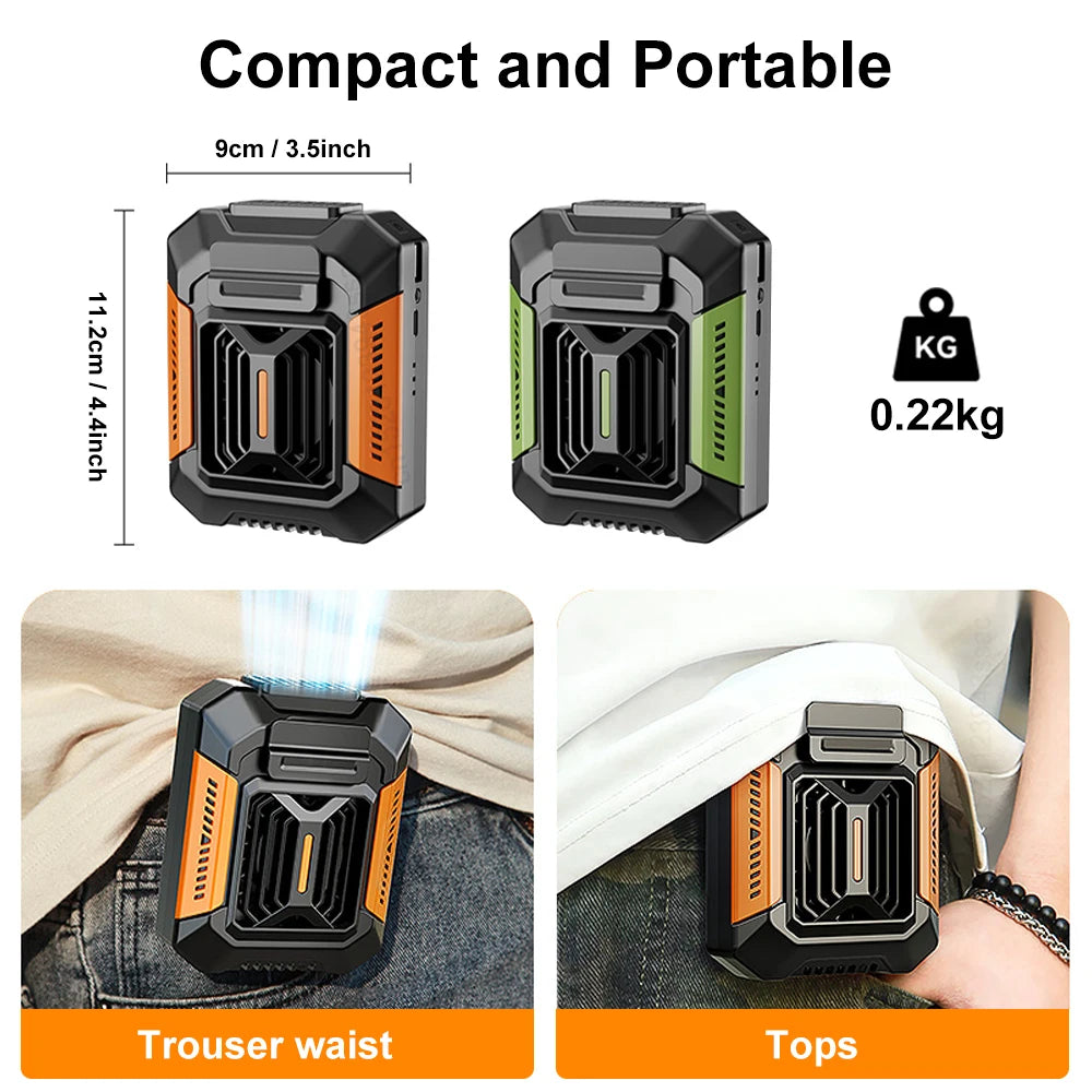 Portable Waist Clip Fan 4000mAh Power Bank & Flashlight Portable Wearable Fan P3