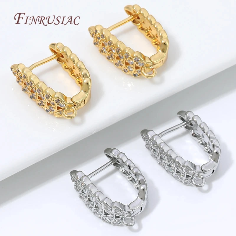 18K Gold Plated CZ Huggie Hoop Earring Clasp – DIY Findings Earring Jewelry Findings P3