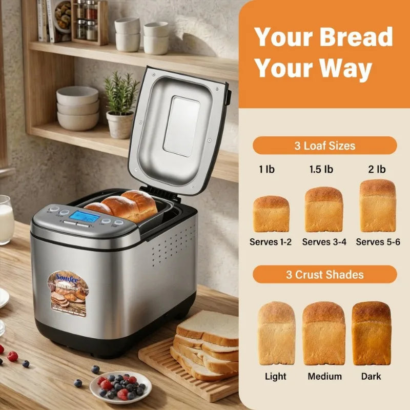 Automatic Bread Maker – LCD Display, 12 Programs & Kneading Bread Maker Machine P3