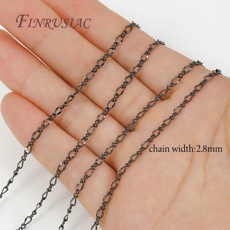 Black Brass Decorative Chain for DIY Jewelry Making – 2.8mm Jewelry Making Chain P3 Black Color 2 meters