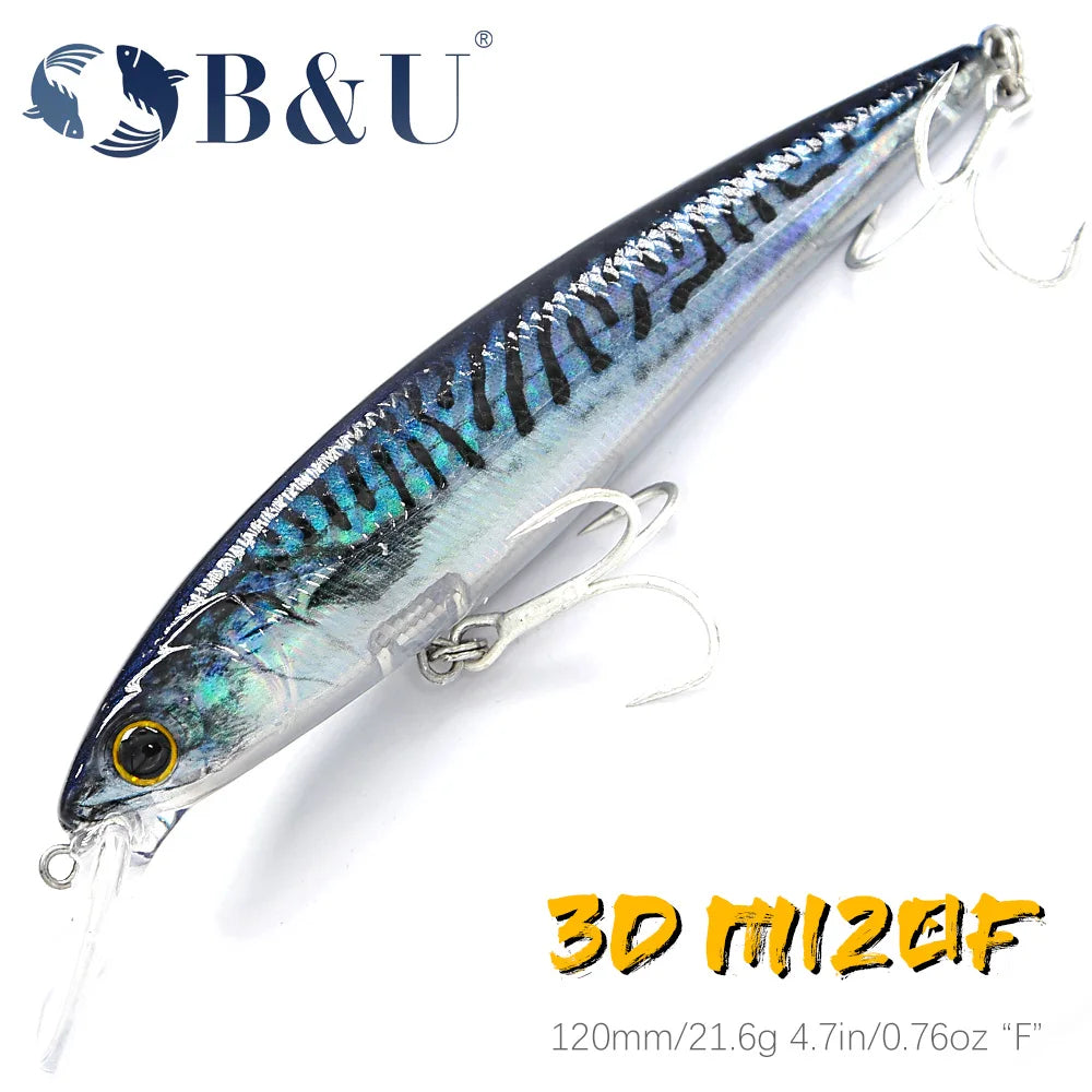 B&U Floating Minnow Saltwater Lure – Crankbait Wobbler Bass Fishing Lure P3