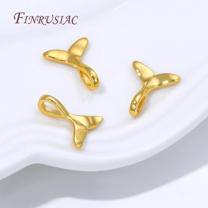 18K Gold Plated Fishtail Charm Pendants | Brass DIY Jewelry Jewelry Charm Pendants P3