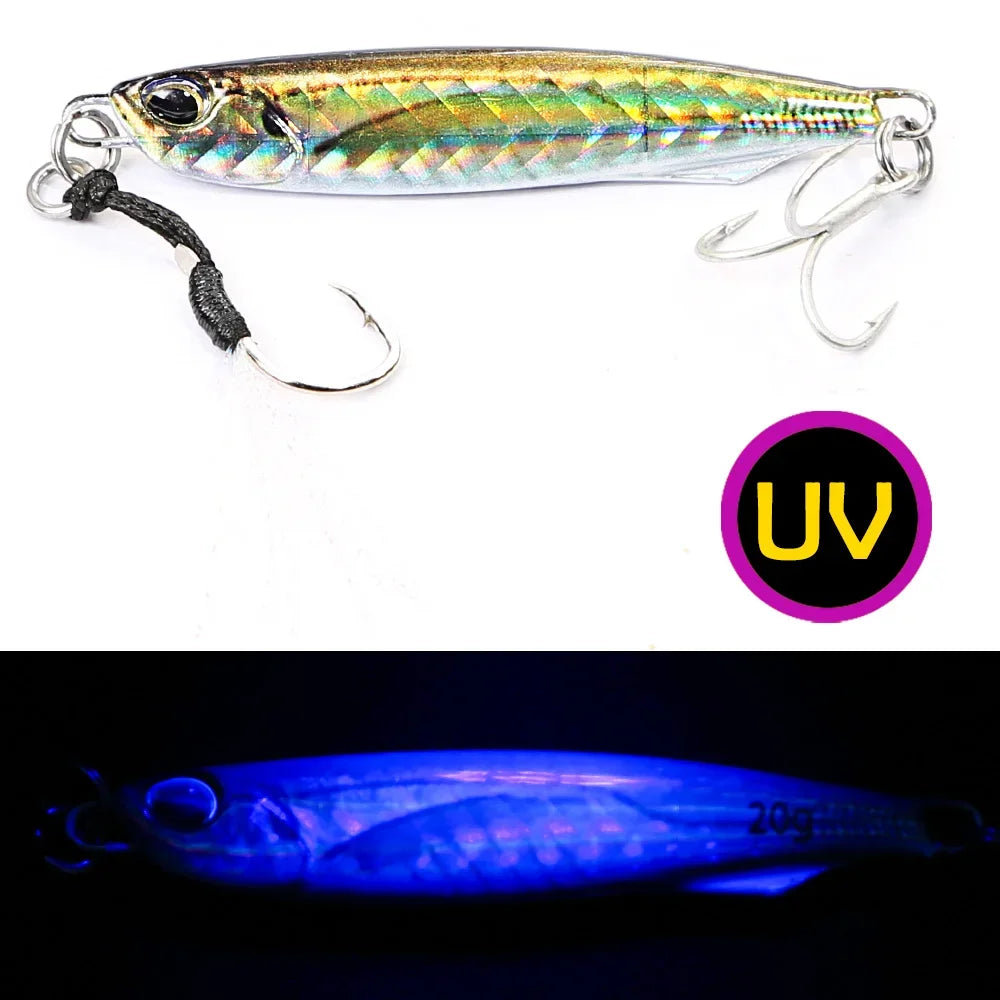 B&U Metal Jig Saltwater Lure – Sea Bass Tuna Casting Spoon Metal Jigging Lure P3 golden 20g