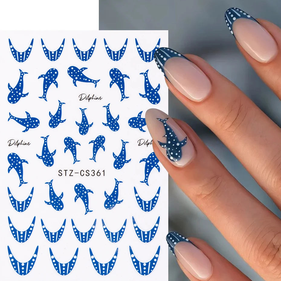 Blue Ocean Nail Art Stickers – Whale Starfish Decals 2 Pack Nail Art Stickers P3