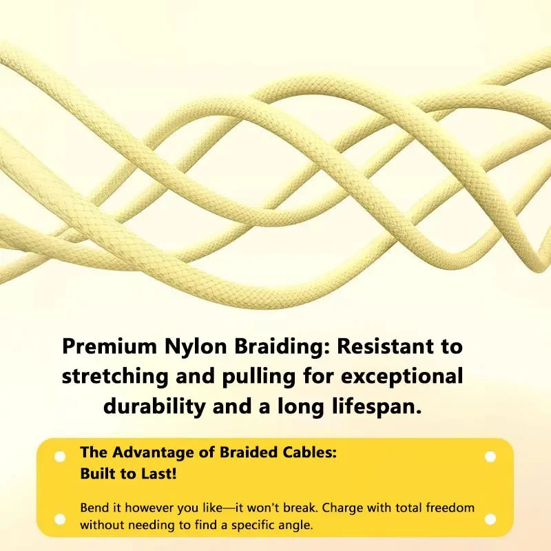 120W USB-C Fast Charging Nylon Braided Cable | iPhone & Android USB-C Charging Cable P3
