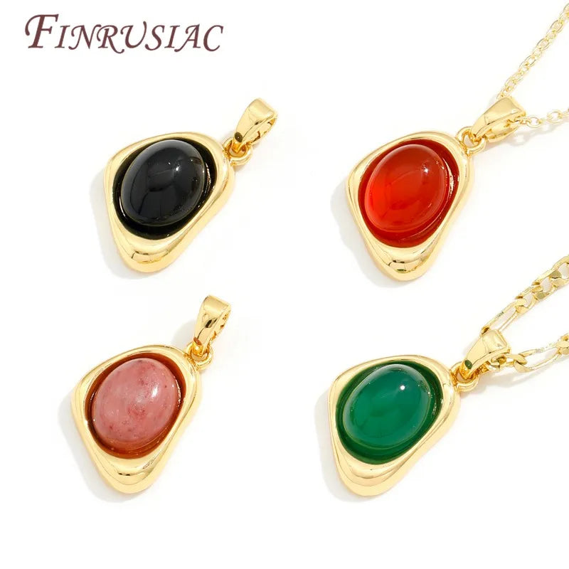 18K Gold Plated Natural Stone Charms – DIY Jewelry Pendants Jewelry Making Charms P3