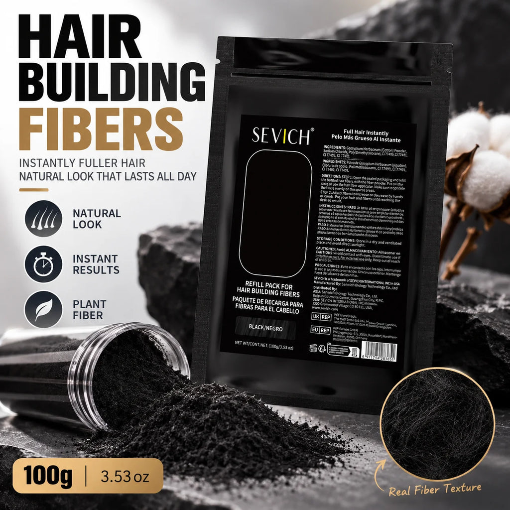 Sevich 100g Keratin Hair Building Fibers Powder Refill Bag Hair Building Fibers P3 50g Dark brown