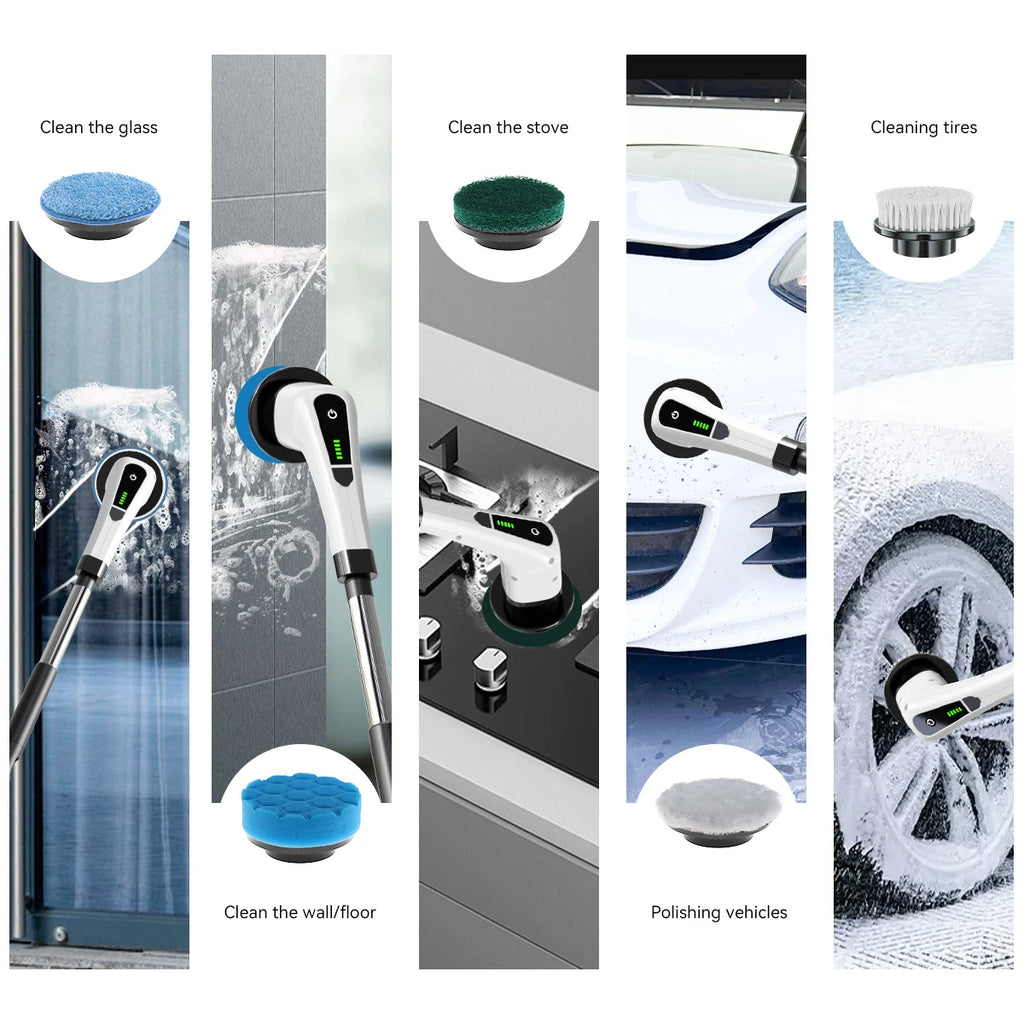 Cordless Electric Spin Scrubber with LCD Display & 5 Heads Electric Spin Scrubber P3