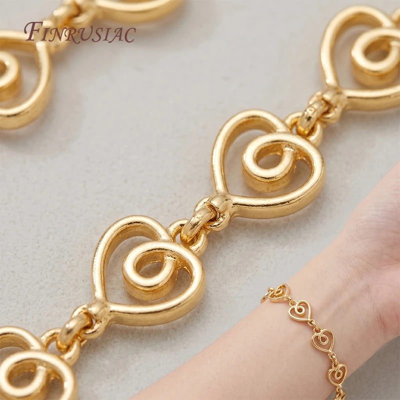 14K Gold Plated Hollow Swirl Heart Link Chain – 1M DIY Spool Jewelry Making Chain P3