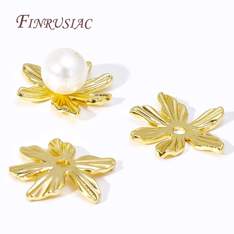 18K Gold Plated Brass Flower Bead Caps – DIY Jewelry Findings Jewelry Bead Caps P3