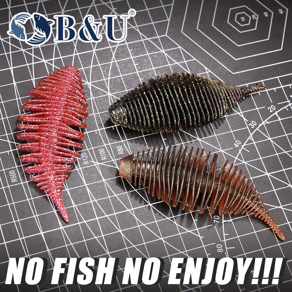 B&U SPARKLY 07 Soft Worm Bass Lure | Swimbait 2 Pack Soft Fishing Lure P3