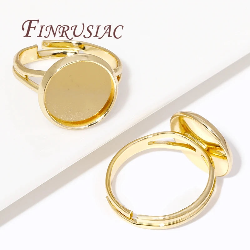 14K Gold Plated Adjustable Blank Ring Settings | DIY Jewelry Ring Blank Settings P3