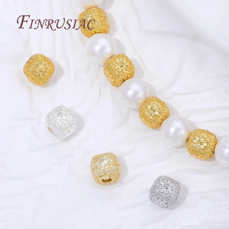 18K Gold Plated Brass Square Beads 5.5mm | DIY Jewelry Making Jewelry Making Beads P3