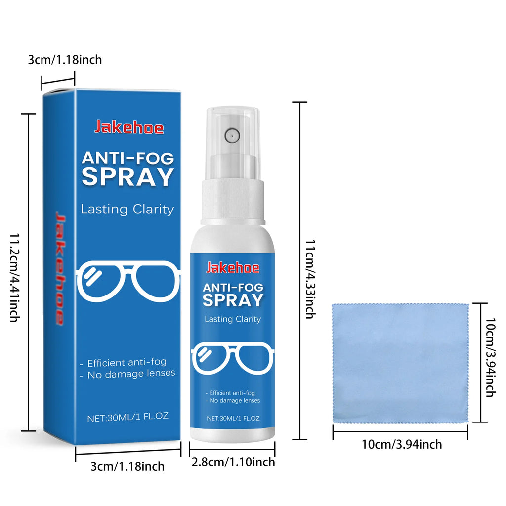 JAKEHOE Anti-Fog Eyeglass Cleaning Spray 30ml | Clear Lenses Lens Cleaning Spray P3