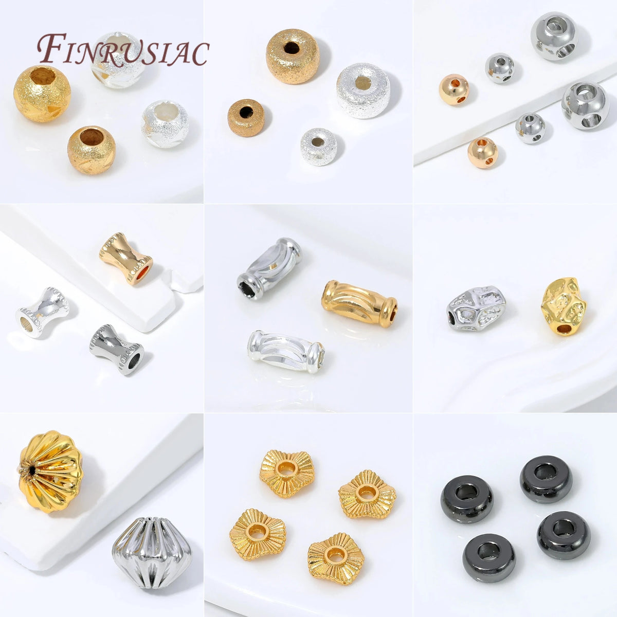 18K Gold Plated Fluted Pumpkin Spacer Beads | DIY Jewelry Jewelry Spacer Beads P3
