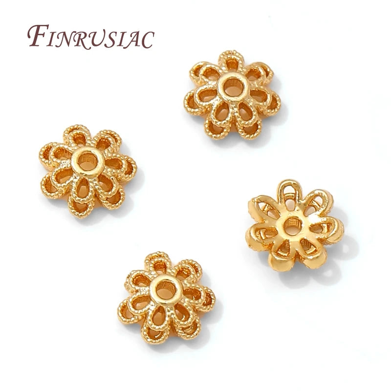 18K Gold Plated Brass Flower Bead Caps 5.5mm | DIY Jewelry Jewelry Bead Caps P3