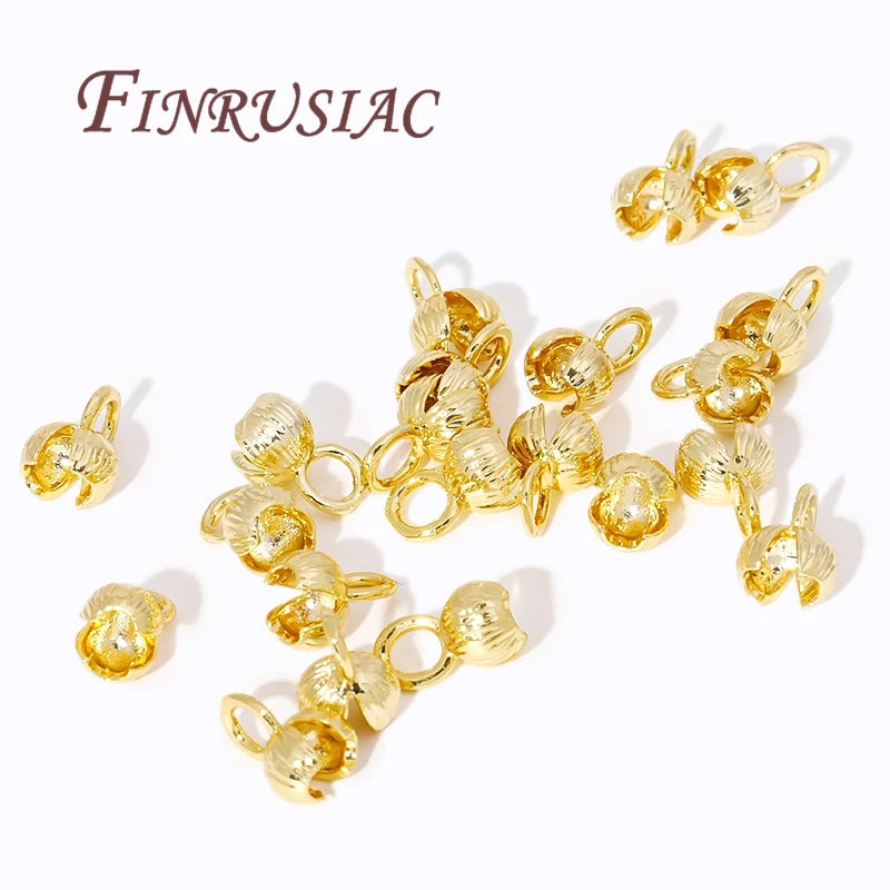 18K Gold Plated Clam Shell Bead Tip Cord Ends – DIY Jewelry Jewelry Findings P3