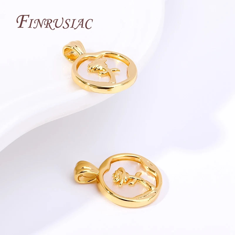 18K Gold Plated Rose Pendant Charms | DIY Jewelry Making Jewelry Pendant Charm P3