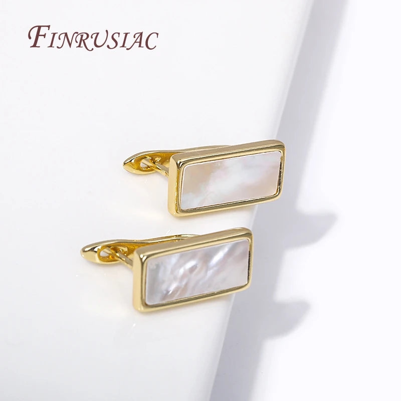 18K Gold Plated Shell Rectangle Earring Hooks for DIY Jewelry Earring Hooks Findings P3