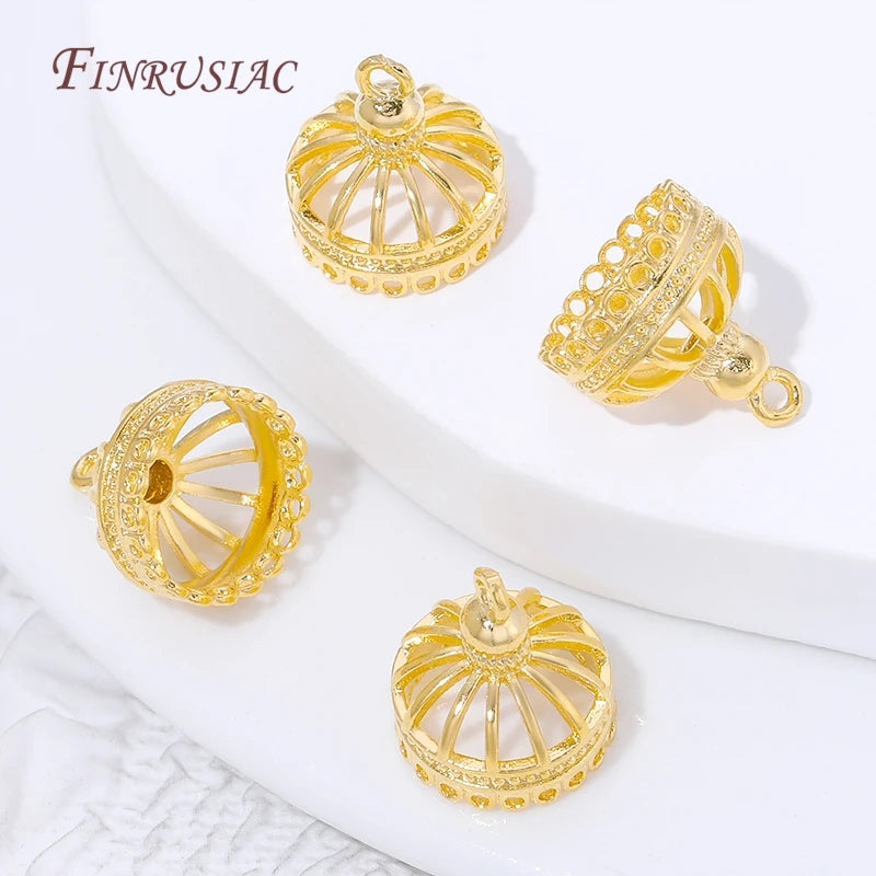 18K Gold Plated Filigree Dome Earring Caps | DIY Jewelry Findings Earring Bead Caps P3