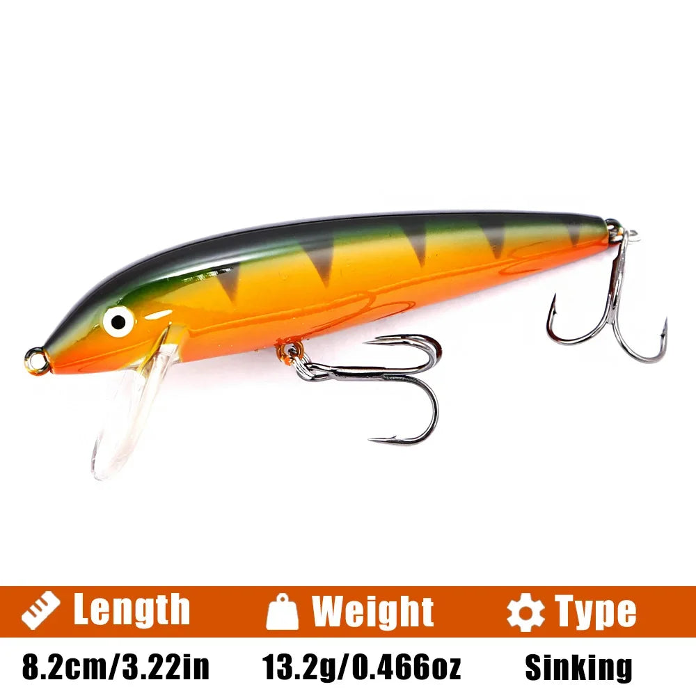 B&U Sinking Minnow Jerkbait Hard Lure – Trout Perch Bass Sinking Minnow Lure P3 green black 1pc-8.2cm-13.2g