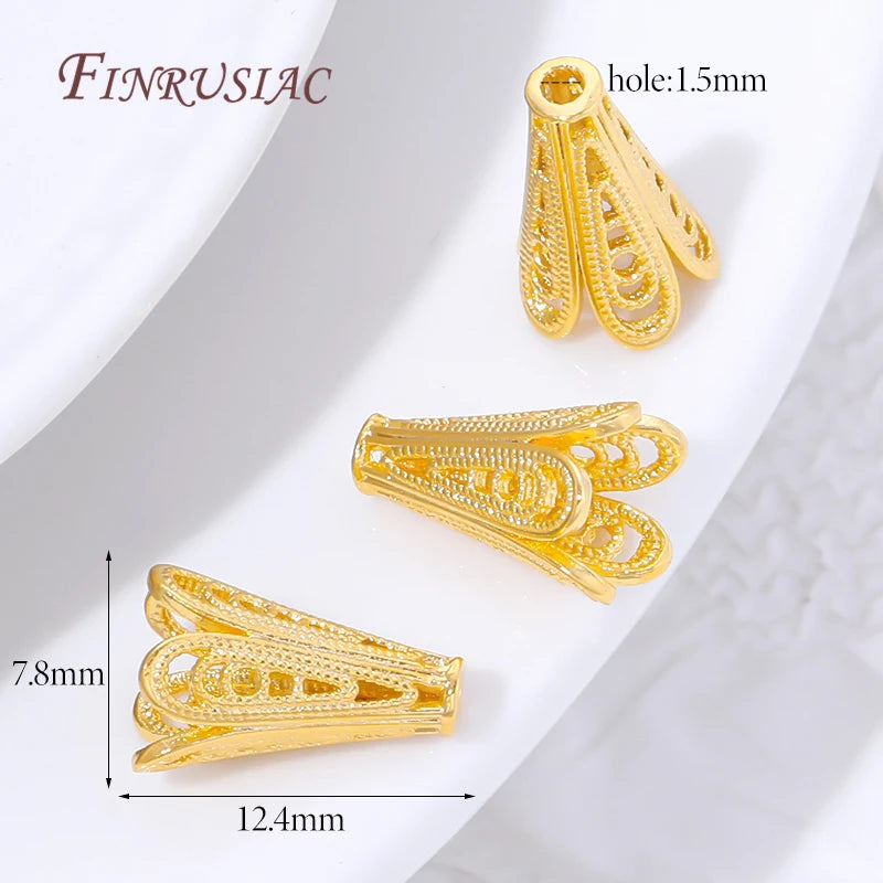 18K Gold Plated Filigree Cone Bead Caps – DIY Jewelry Findings Jewelry Bead Caps P3 18K Real Gold Plated 4 pieces