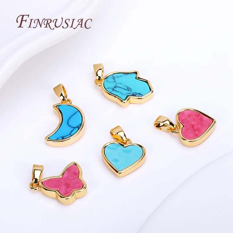 18K Gold Plated Turquoise Geometry Pendant Charms | DIY Necklace Pendant Charm P3