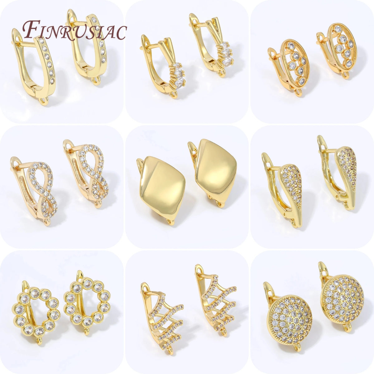 18K Gold Plated CZ Leverback Earring Findings – DIY Dangle Earring Findings P3